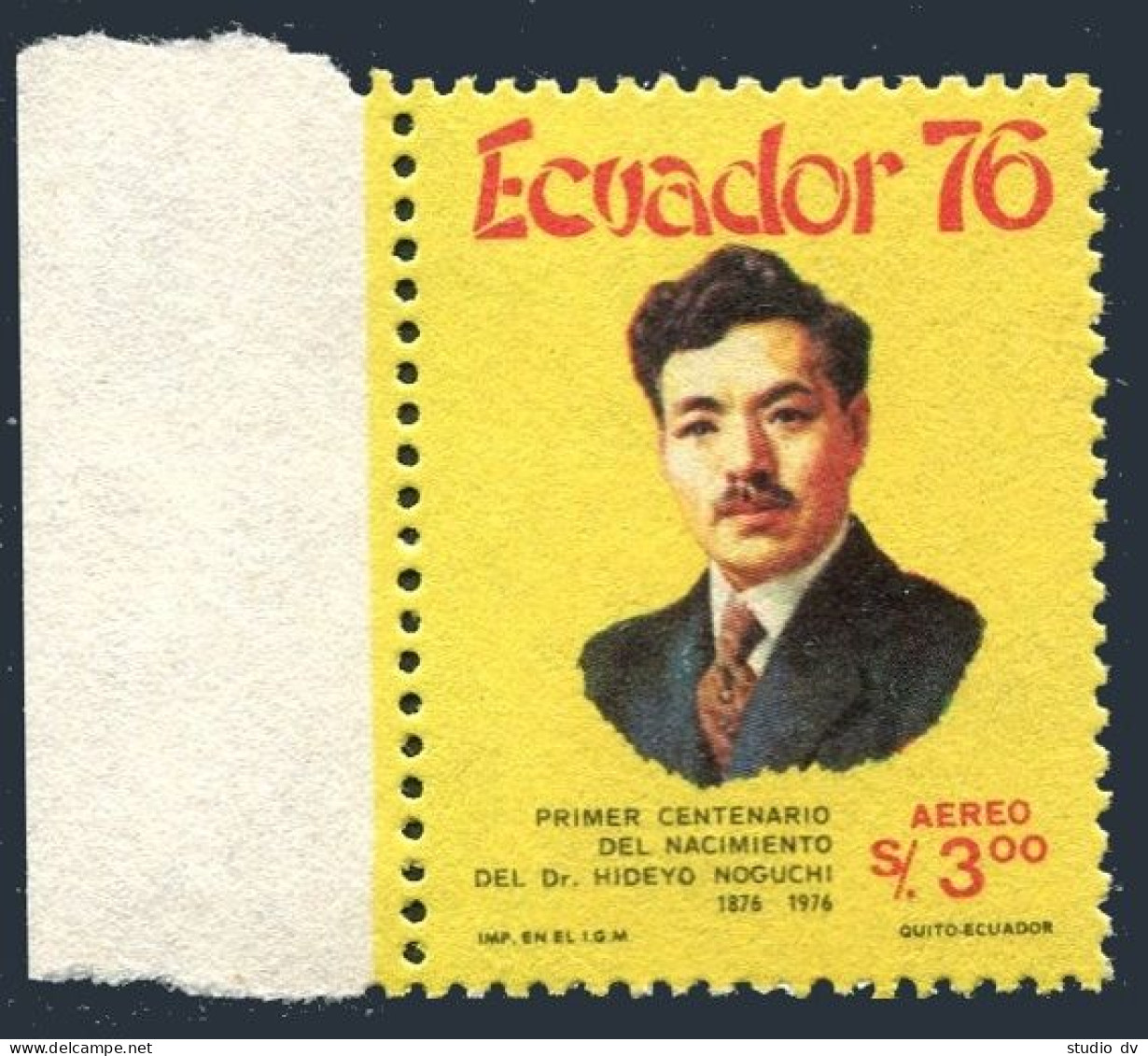 Ecuador C590, C591a, MNH. Mi Bl.72. Dr. Hideyo Noguchi, Bacteriologist, 1976. - Equateur