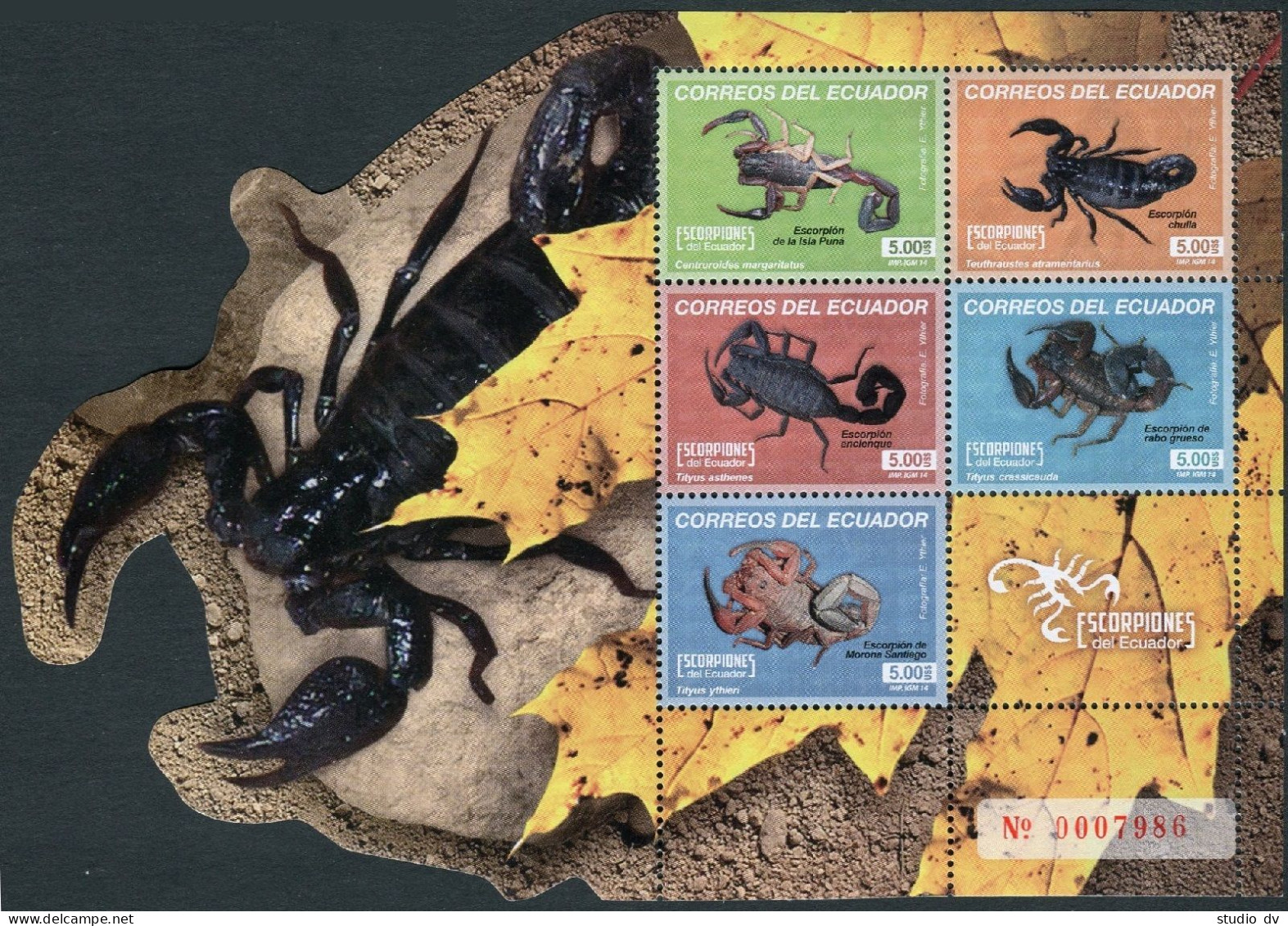 Ecuador 2131 Ae/label Sheet, MNH. Scorpions, 2014. - Equateur
