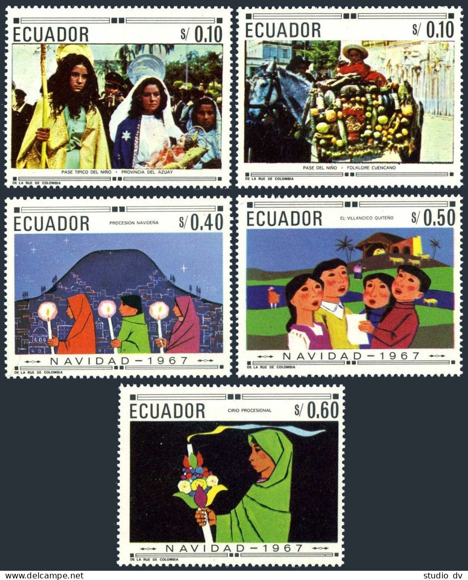Ecuador 765-765D, MNH. Michel 1392-1396. Christmas 1967. Native Christian Art. - Ecuador