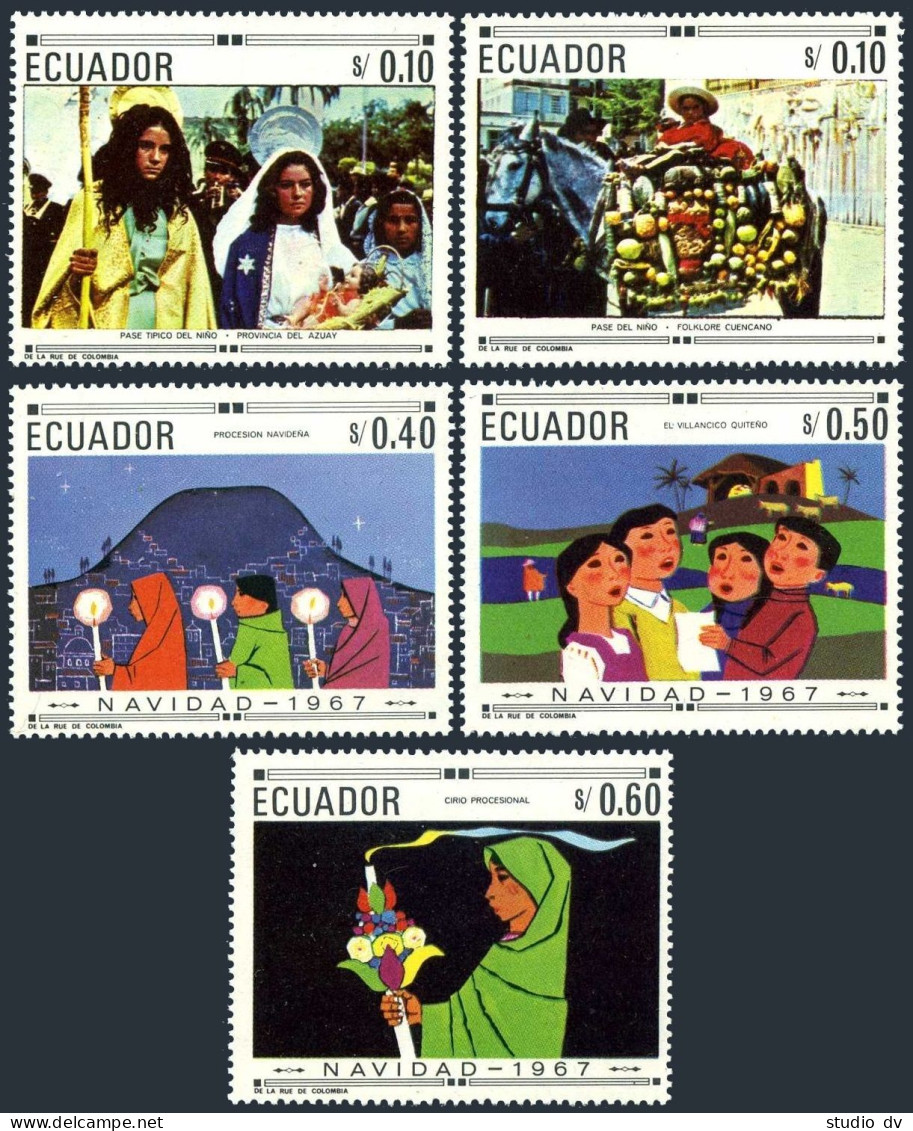 Ecuador 765-765D, MNH. Michel 1392-1396. Christmas 1967. Native Christian Art. - Equateur