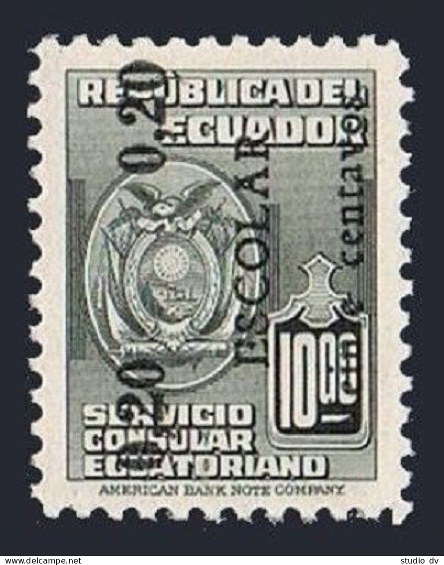 Ecuador RA72, MNH. Mi Zw 78. Postal Tax Stamp 1954. Consular Service Surcharged. - Ecuador