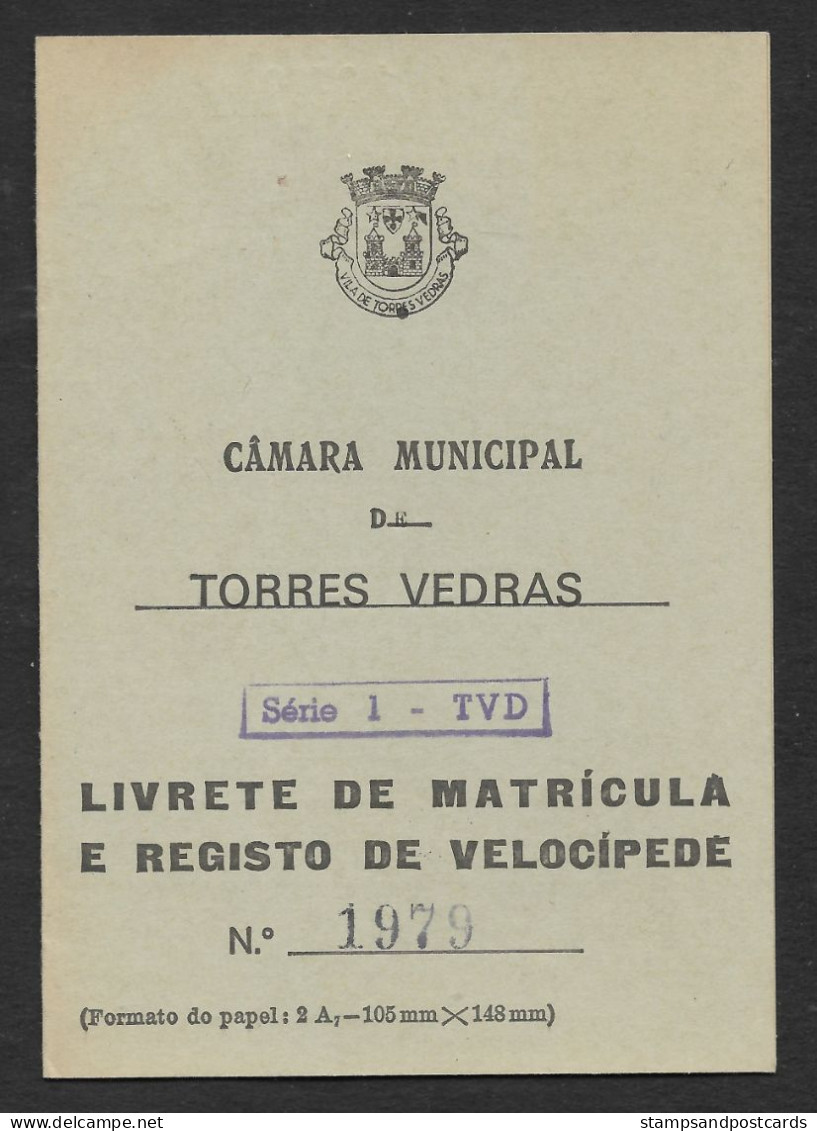 Portugal Torres Vedras Permis De Immatriculation Vélo Durand 1967 Bike Registration License - Other & Unclassified