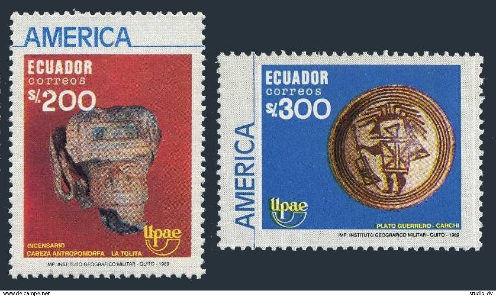 Ecuador 1227-1228, MNH. Michel 2157-2158. UPAE-1990. Pre-Columbian Pottery. - Ecuador