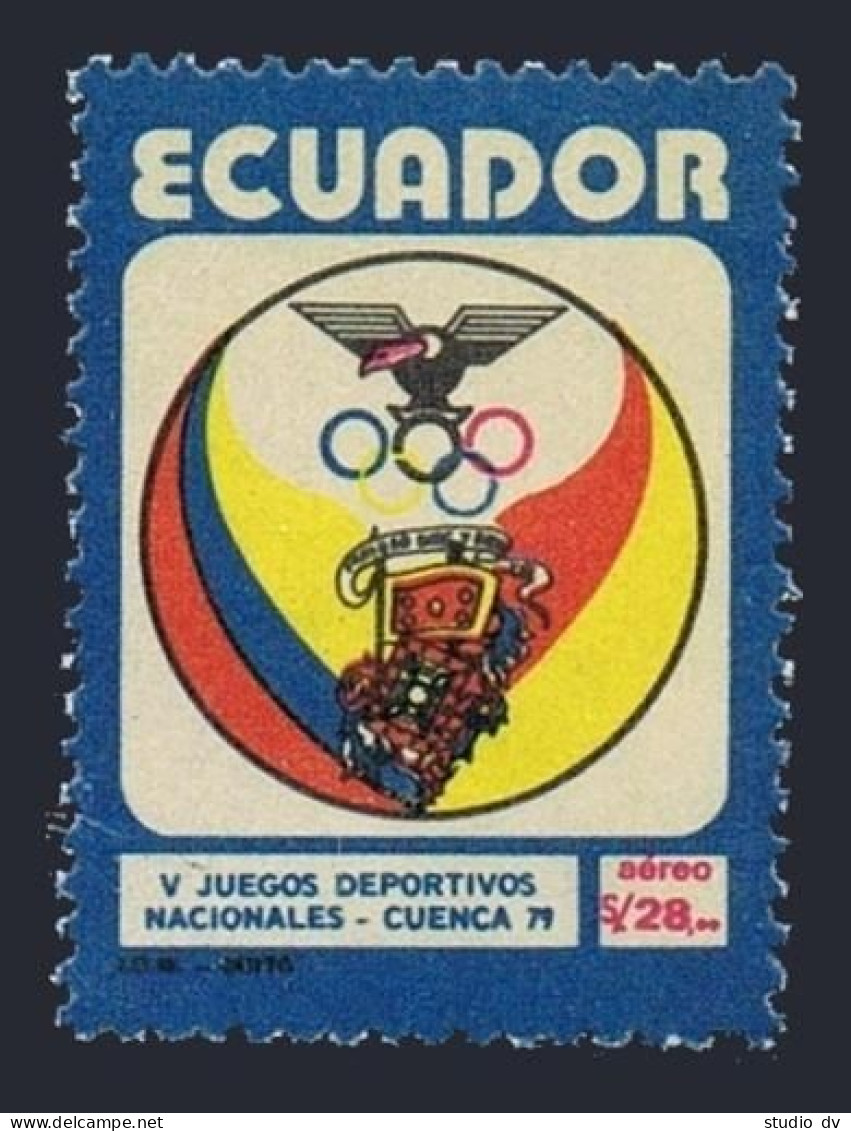 Ecuador C660, MNH. Michel 1816. National Games, 1979. Arms, Olympic Rings,Eagle. - Equateur