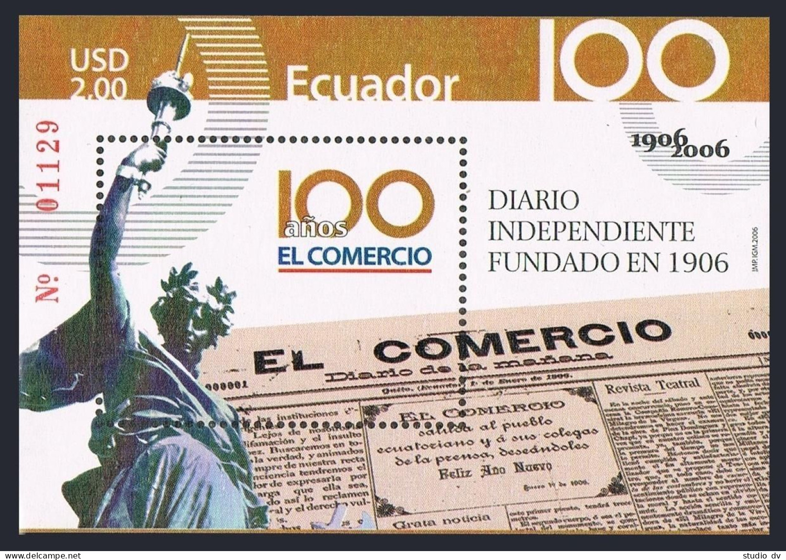 Ecuador 1764, MNH. El Comercio Newspaper, Centenary, 2006. - Equateur