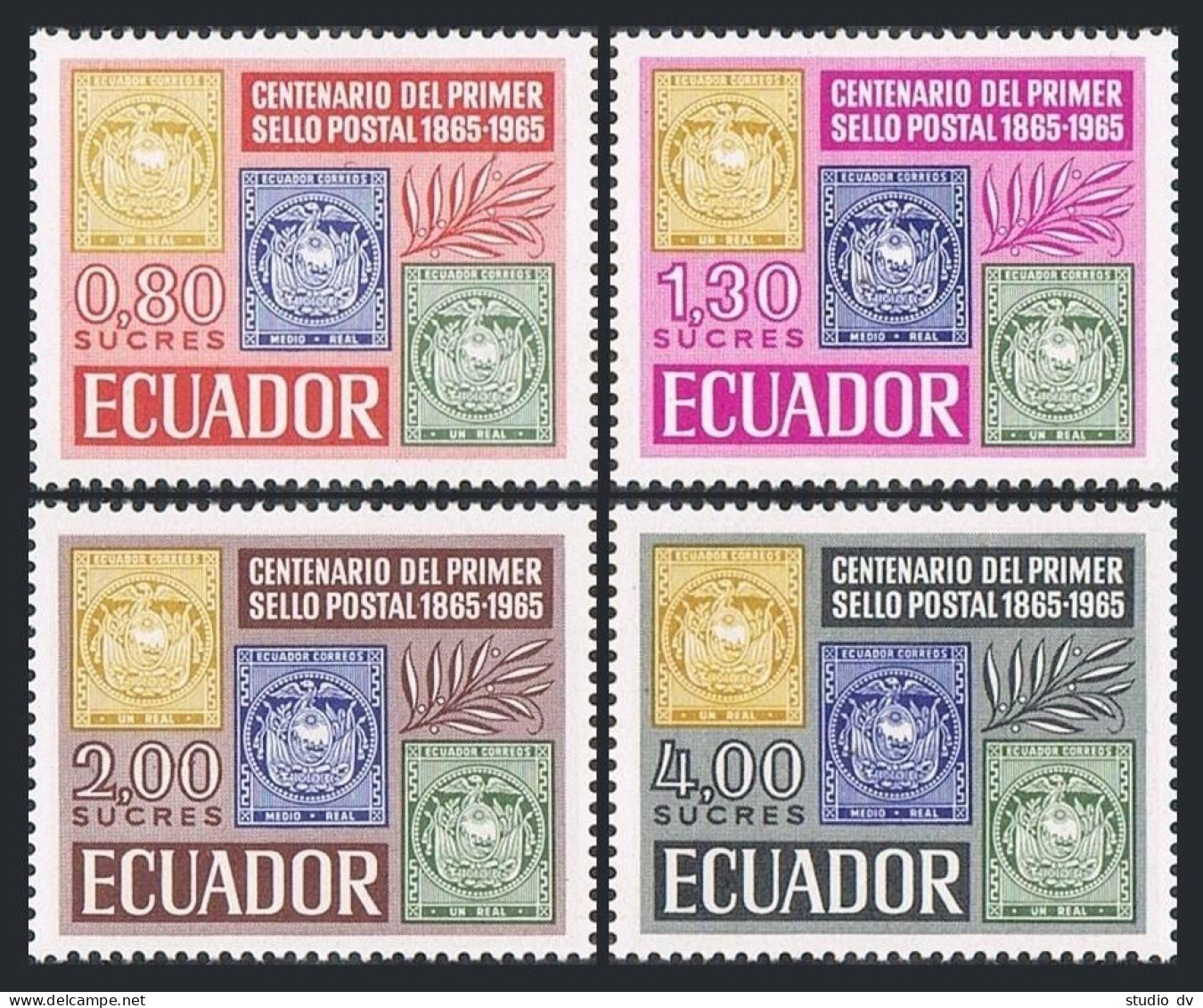 Ecuador 744-747,MNH.Michel 1186-1189.Centenary Of Ecuadorian Postage Stamps,1965 - Ecuador