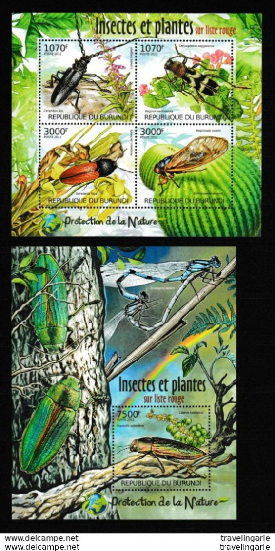Burundi 2012 Blocs Endangered Insects And Plants S/S MNH/ ** - Sonstige & Ohne Zuordnung