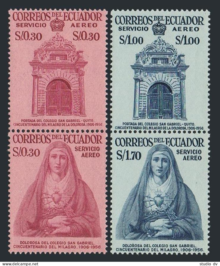 Ecuador C320-323a Pairs, MNH. Mi 960-963. San Gabriel College, 50th Ann. 1958. - Equateur