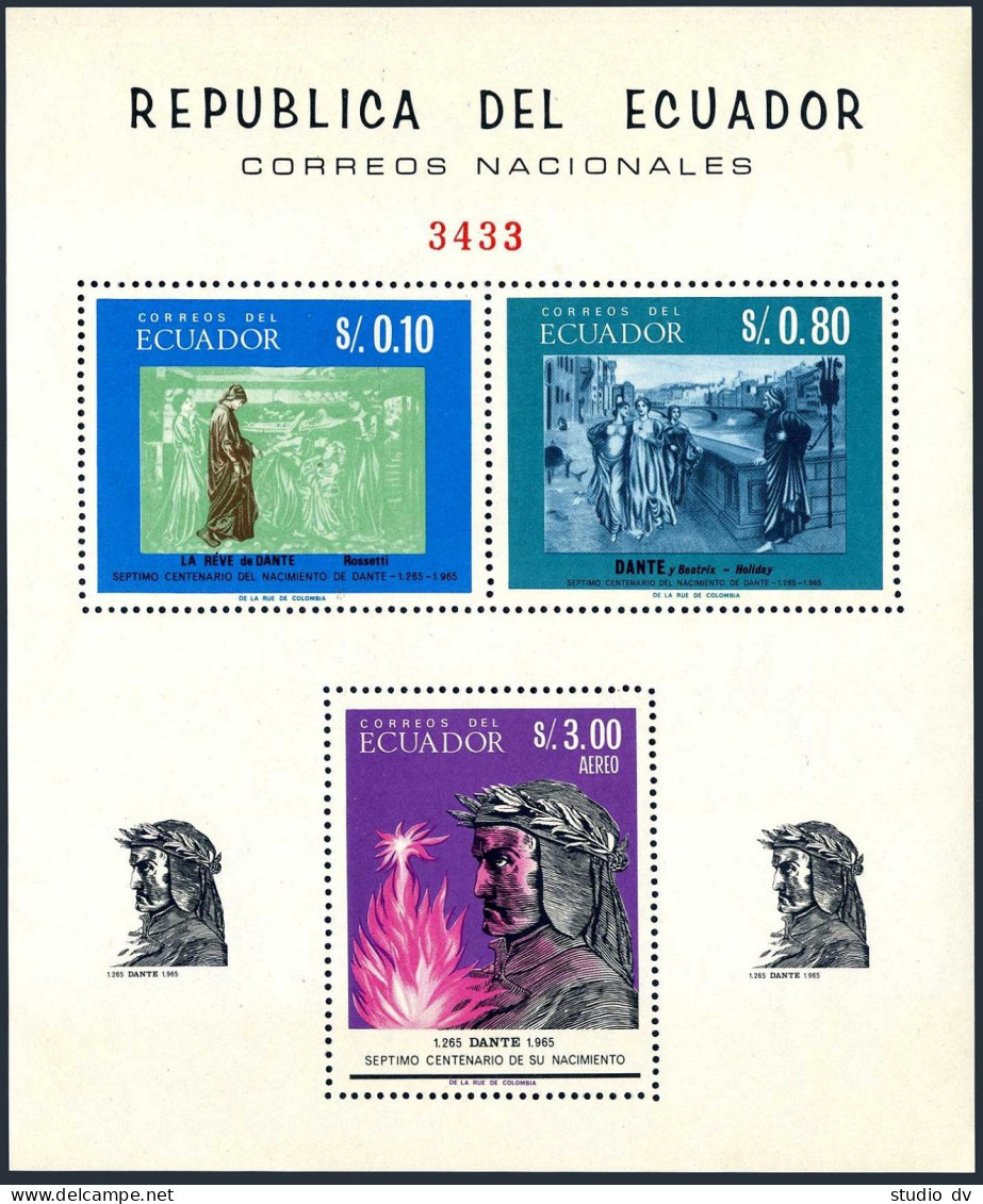 Ecuador 750Cd Perf,imperf,MNH.Michel 1224-1229 Bl.20-21. Dante-700.Galileo-400. - Equateur