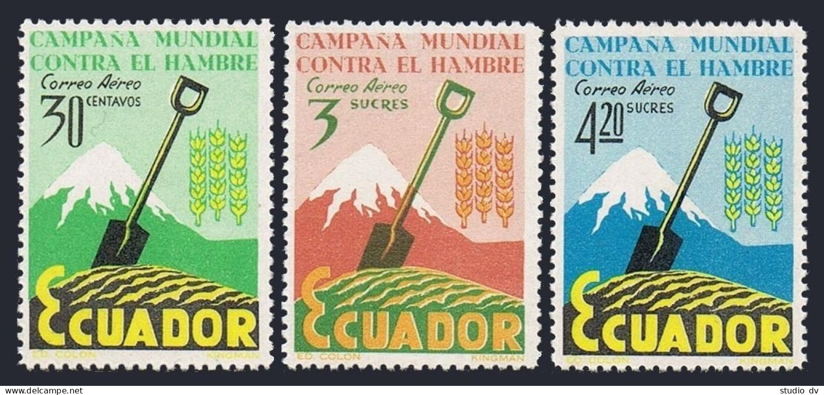Ecuador C398-C400, MNH. Mi 1092-1094. FAO Freedom From Hunger Campaign, 1963. - Ecuador