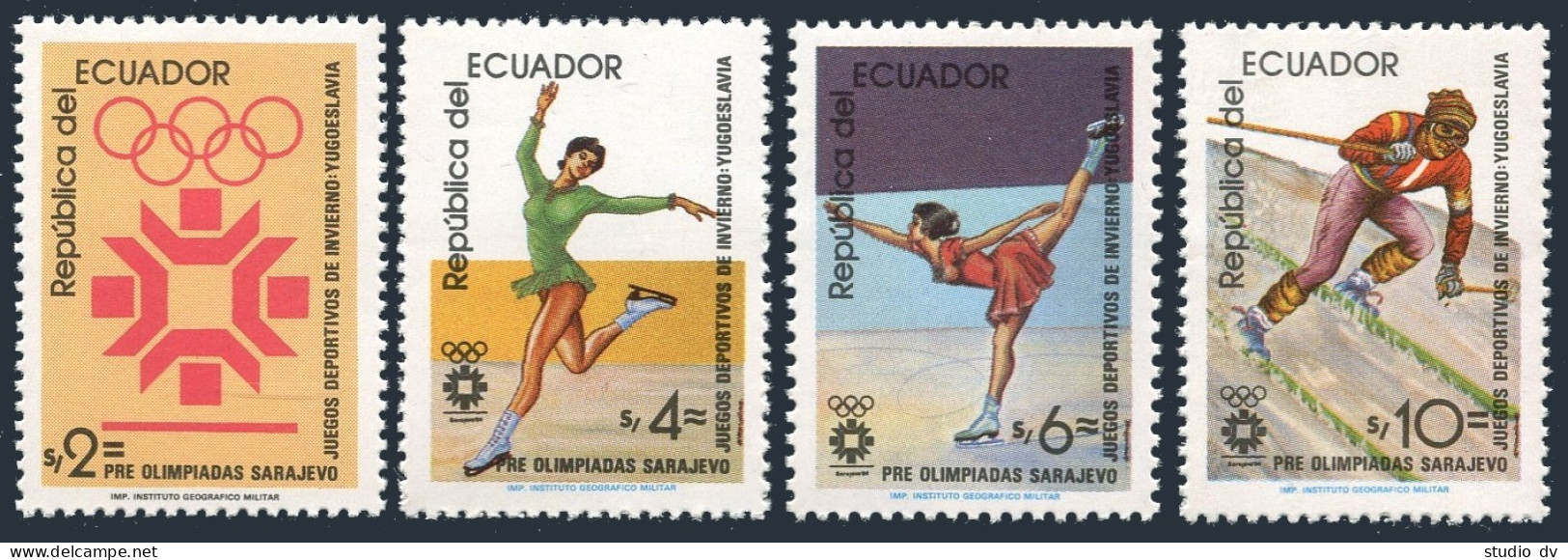 Ecuador 1054-1057, 1057A, MNH. Michel 1961-1964, Bl.110. Olympics Sarajevo-1984. - Equateur