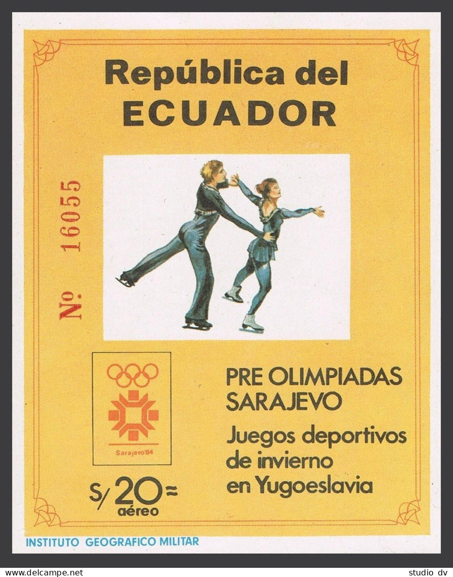 Ecuador 1054-1057, 1057A, MNH. Michel 1961-1964, Bl.110. Olympics Sarajevo-1984. - Equateur