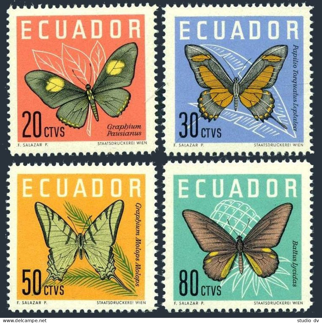Ecuador 680-683, MNH. Michel 1070-1073. Butterflies 1961. - Ecuador