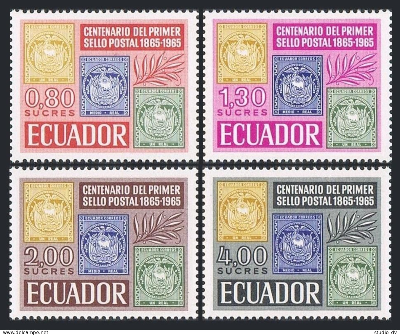 Ecuador 744-747,747a Sheet,MNH.Michel 1186-1189,Bl.13. Postage Stamps-100,1965 - Ecuador