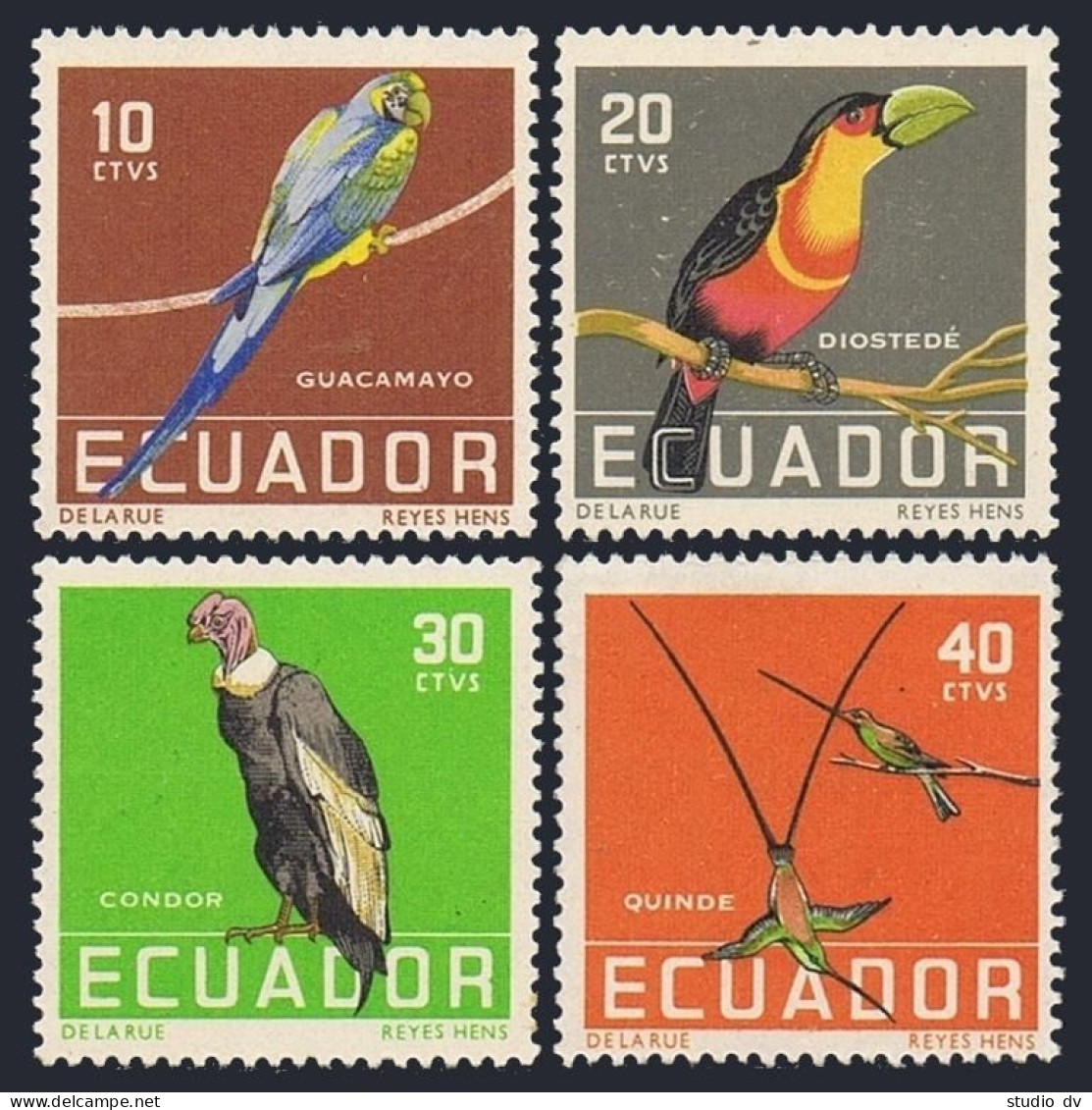 Ecuador 634-637, MNH. Mi 956-959. Birds 1958. Macaw,Toucan, Condor,Hummingbirds. - Equateur