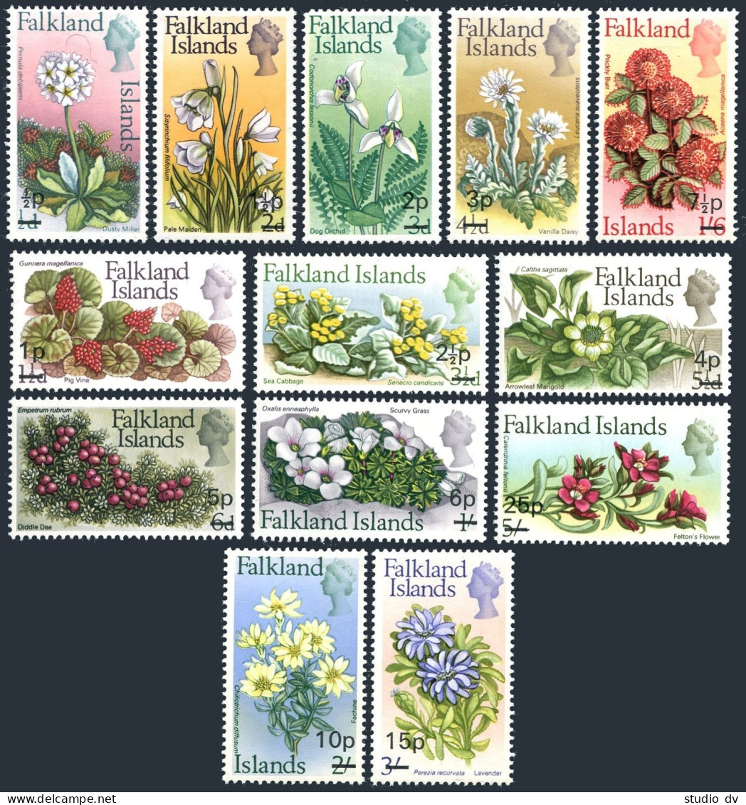 Falkland 197-209, MNH-perf. Mi 192-204. Plants,Flowers, 1971. Orchid. New Value. - Falklandinseln
