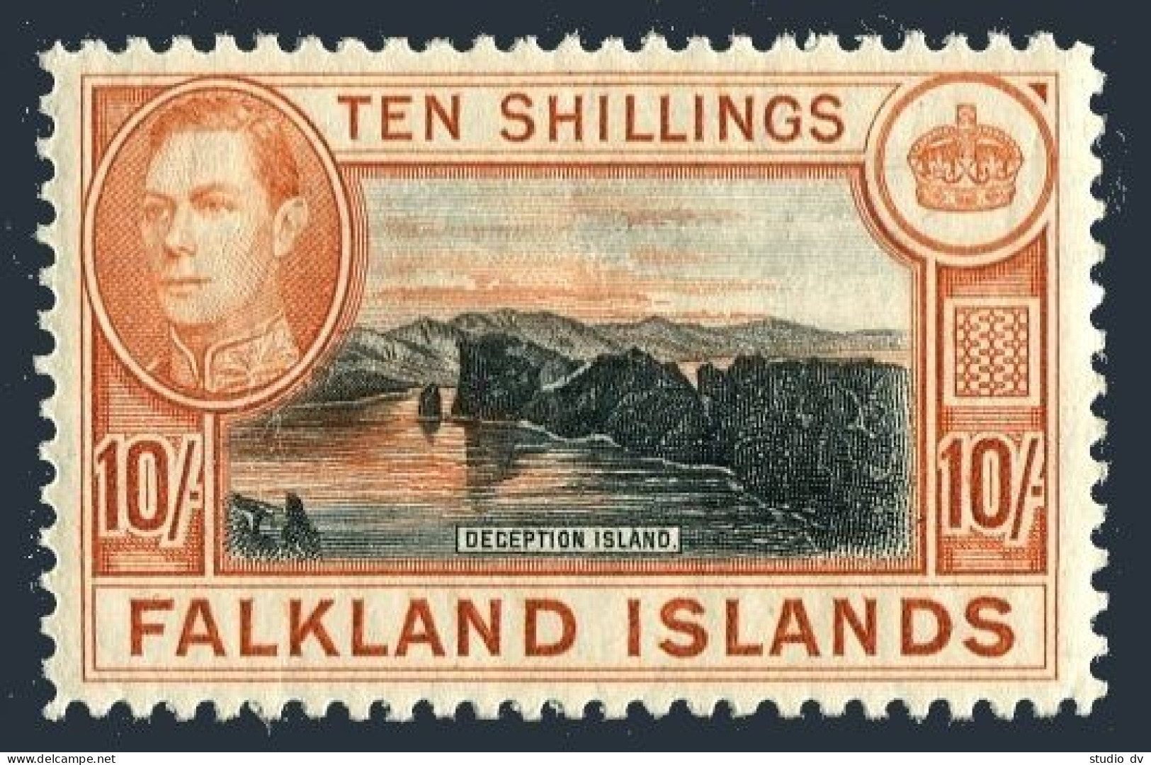 Falkland 95, Hinged. Michel 92. King George VI. Deception Island, 1938. - Falkland Islands