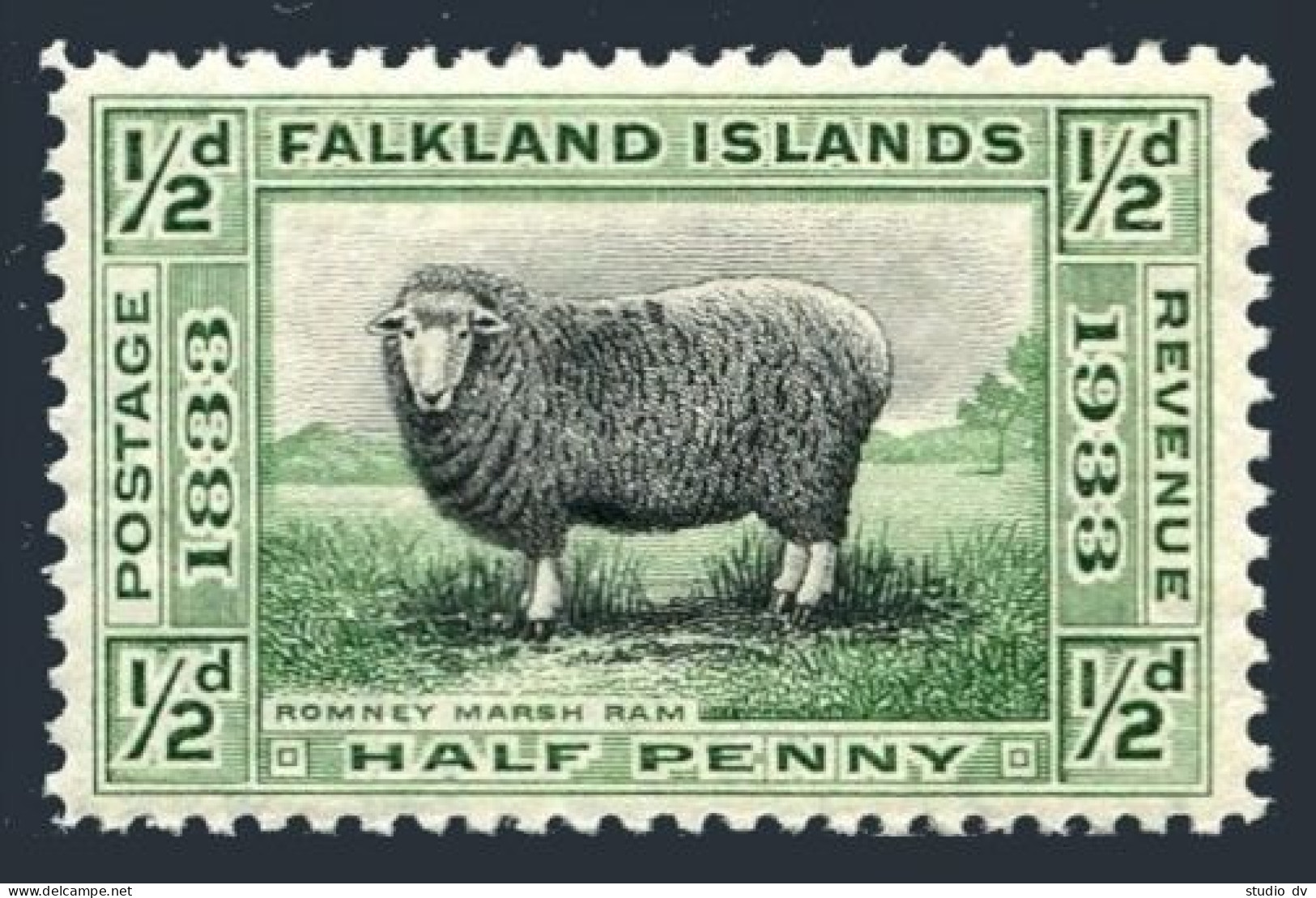 Falkland 65, Hinged. Michel 59. Romney Marsh Ram, 1933. - Falkland Islands