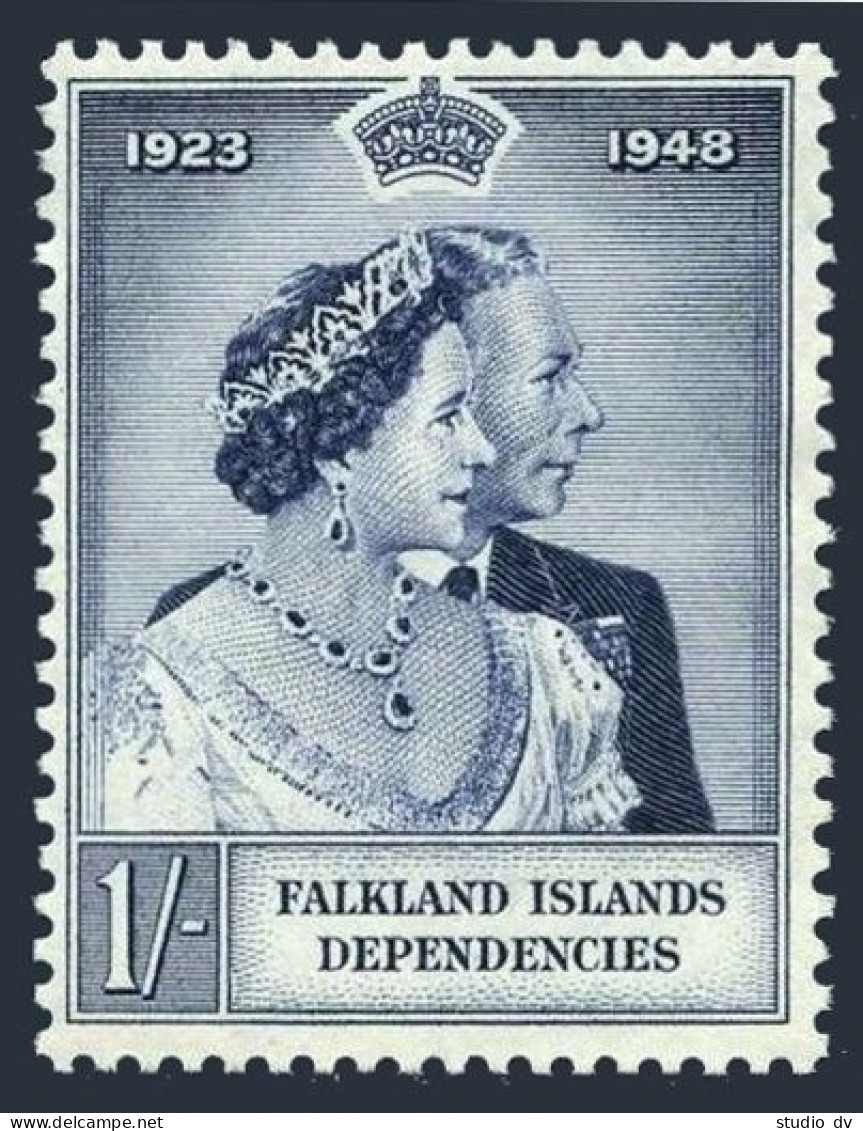 Falkland Depend 1L12,hinged.Mi 13. Silver Wedding,1948.George VI,Elizabeth. - Falkland Islands