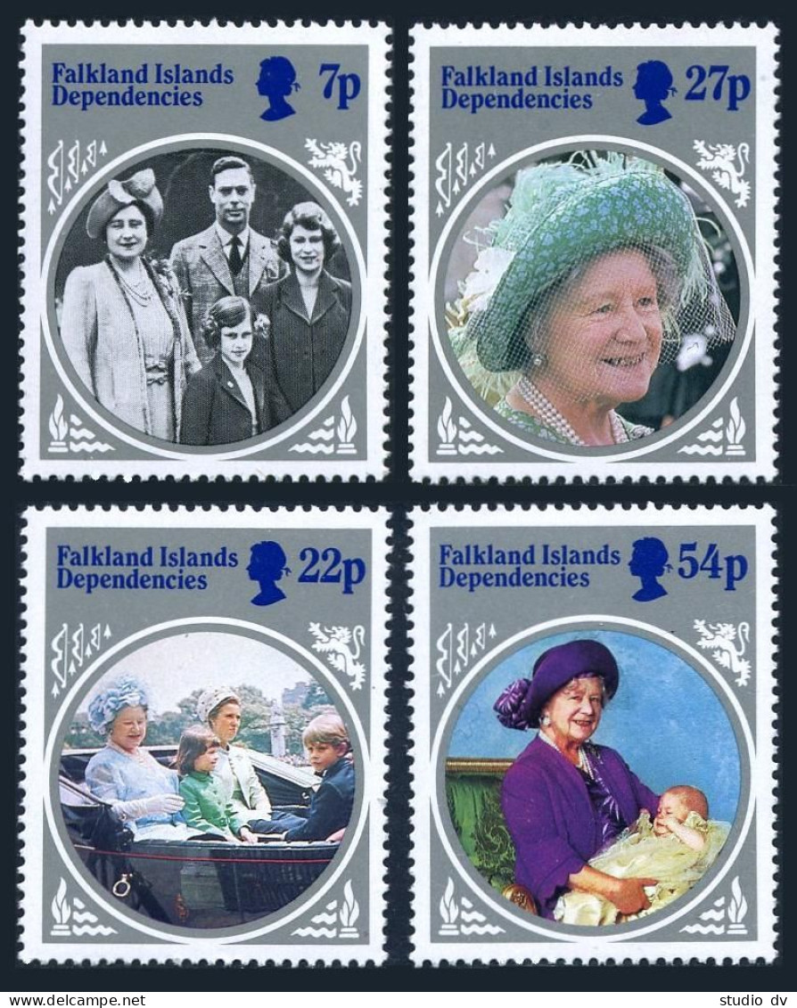 Falkland Depend 1L92-95, Hinged. Mi 133-136 .Queen Mother, 85th Birthday, 1985. - Falkland Islands