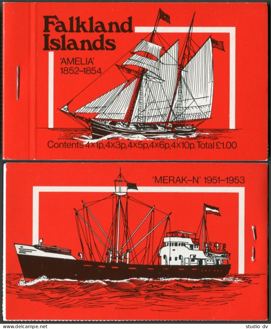 Falkland 260 X5 Panes Booklet,red.MNH.Michel (255-264) MH. Mail Ships,1978. - Falklandeilanden