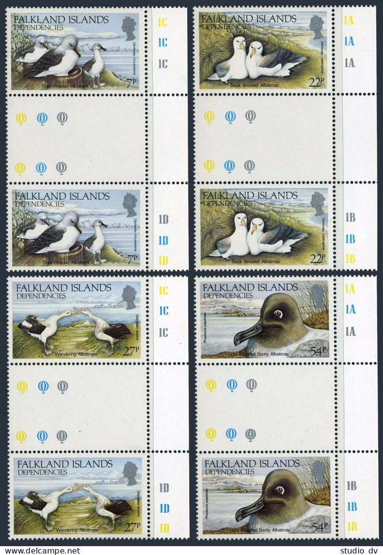 Falkland Depend 1L88-1L91 Gutter,MNH.Michel 129-132. Albatrosses,1985. - Falkland