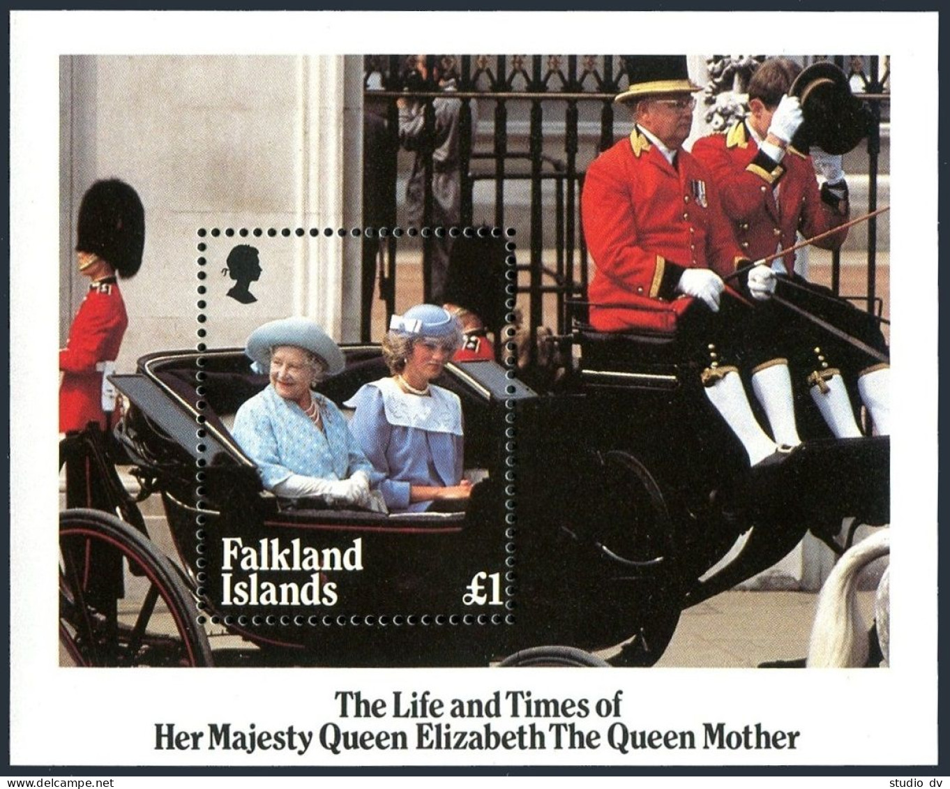 Falkland 424, MNH. Michel 431 Bl.5. Queen Mother 85th Birthday, 1985. - Falkland Islands