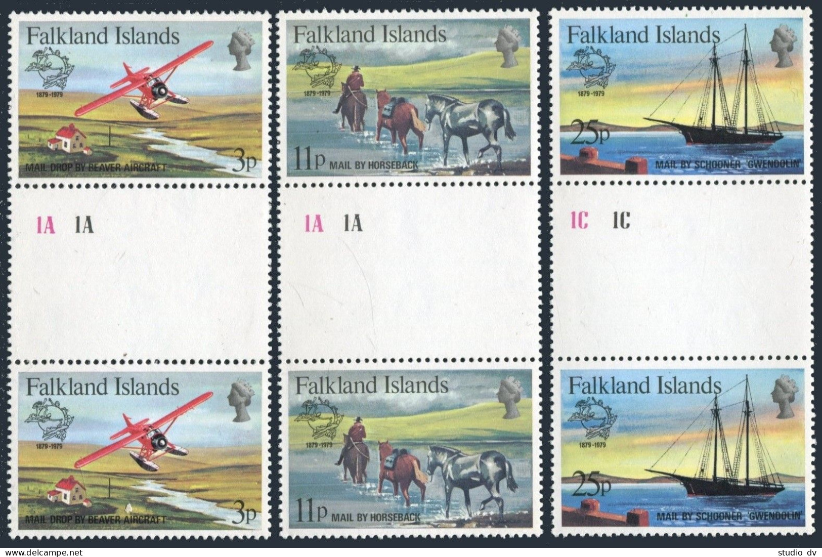 Falkland 295-297 Gutter, MNH. Michel 292-294. UPU Membership-100, 1979. - Falklandinseln