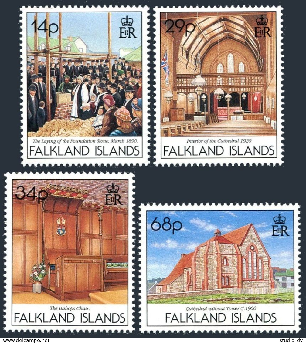 Falkland 554-557, MNH. Michel 557-560. Christ Church Cathedral-100, 1992. - Falklandinseln