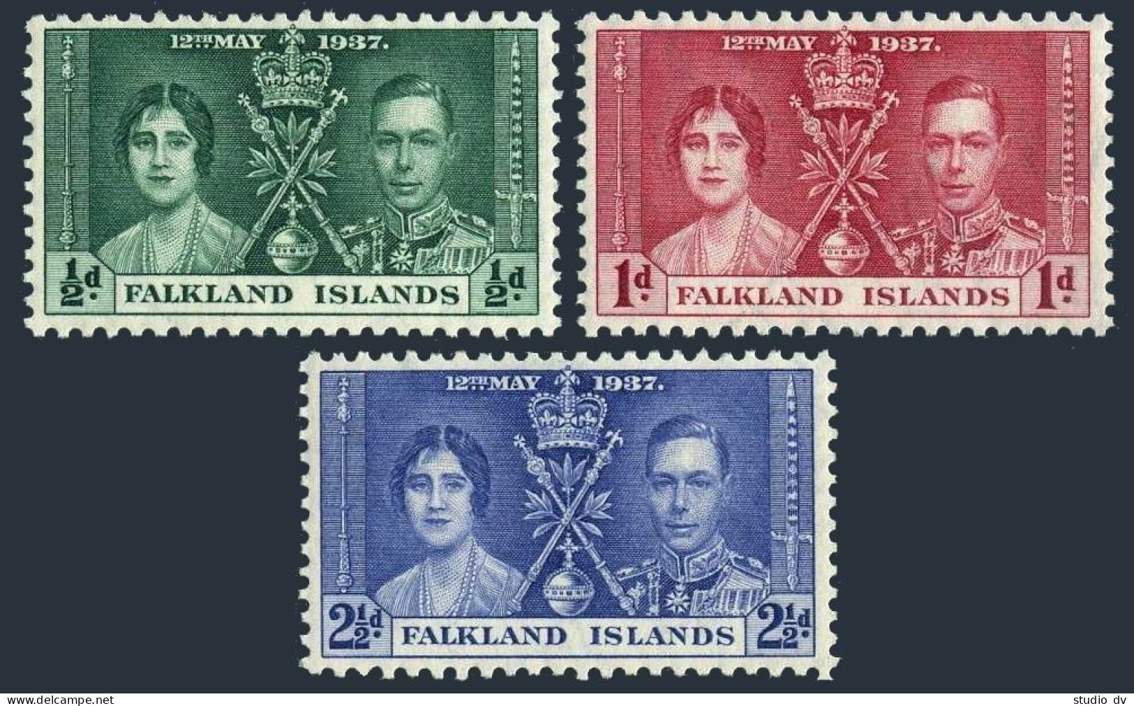 Falkland Islands 81-83, Hinged. Michel 75-77. Coronation 1937. King George VI. - Falklandeilanden