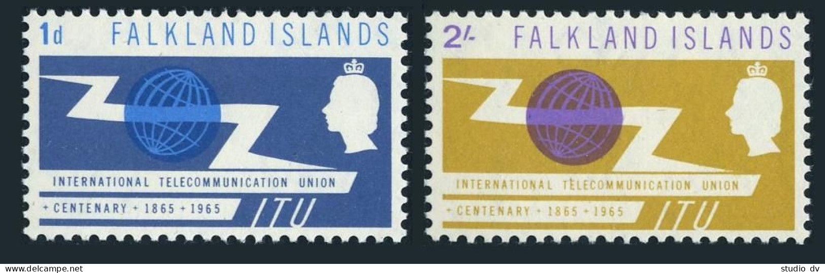 Falkland 154-155, MNH. Michel 149-150. ITU-100, 1965. - Falklandinseln