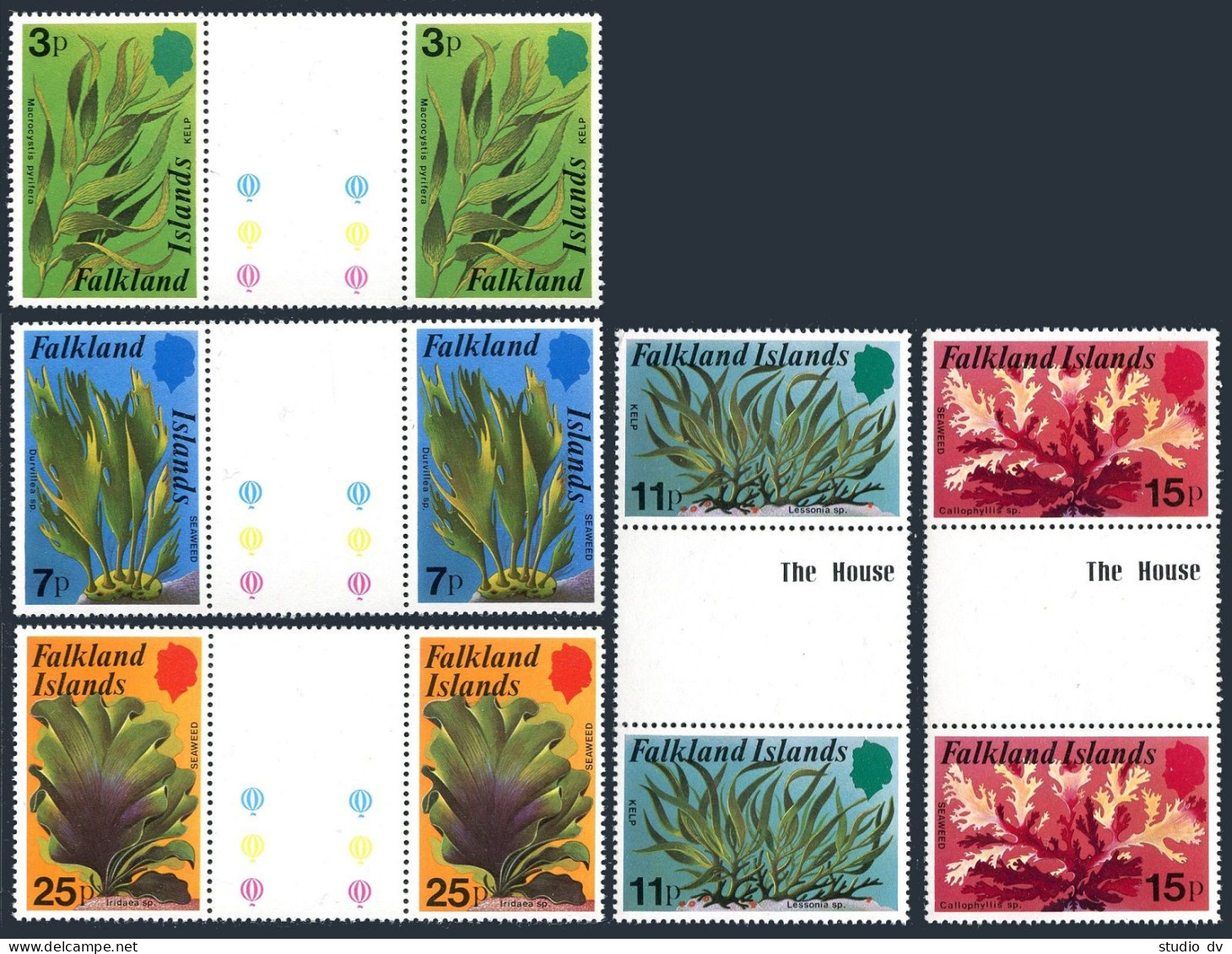 Falkland 282-286 Gutter Pairs, MNH. Michel 279-283. Flora 1979, Kelp. - Falklandinseln