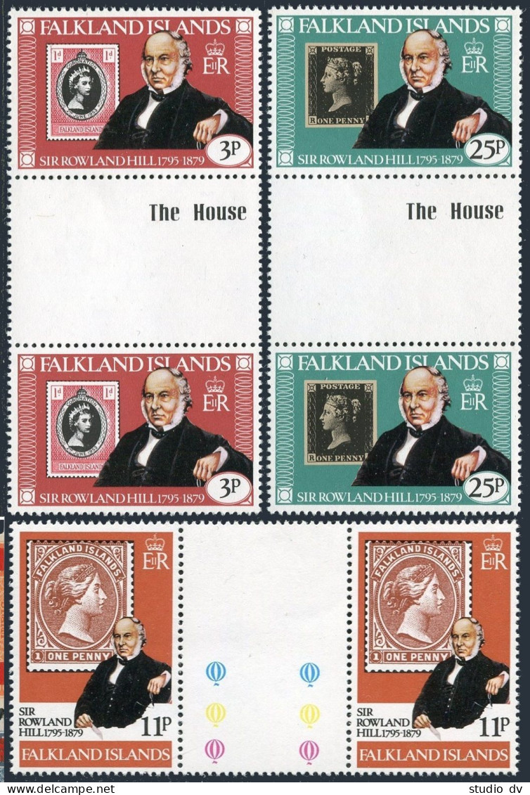 Falkland 291-293 Gutter,MNH.Michel 288-290. Sir Rowland Hill,1979.Ship. - Falkland