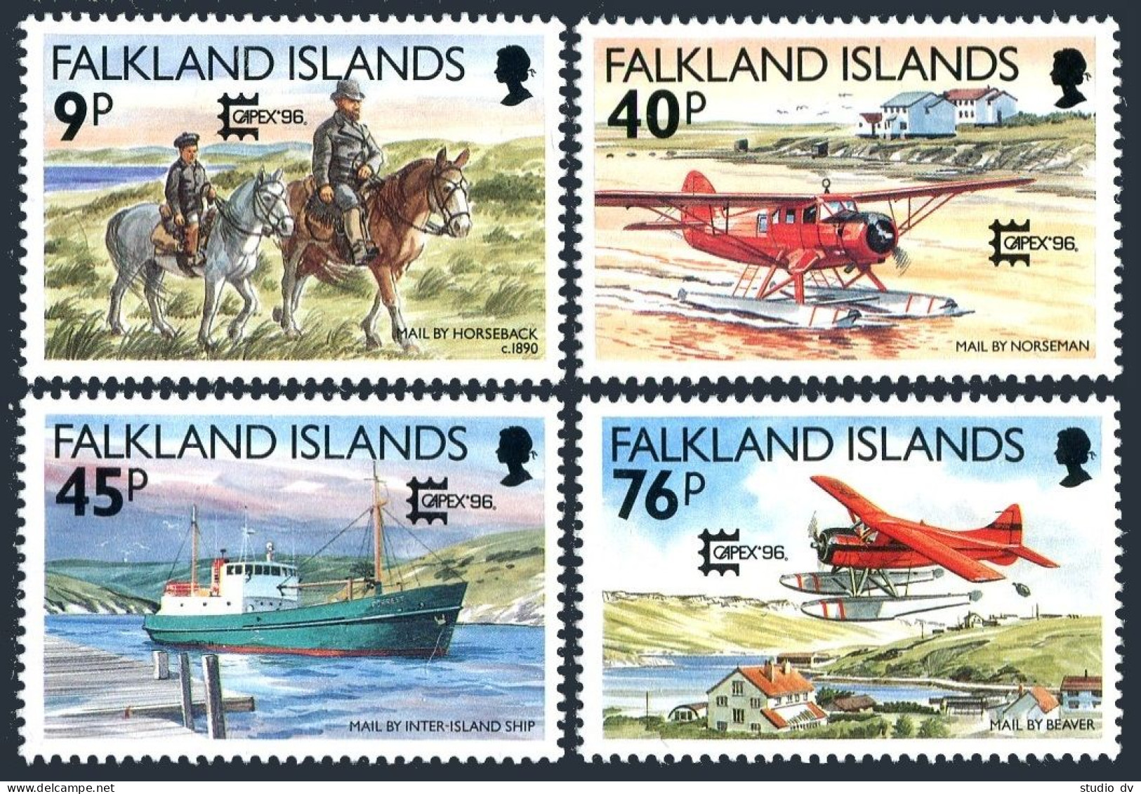 Falkland 658-661, MNH. Michel 673-676. CAPEX-1196. Mail Delivery. Ship, Plane. - Falklandinseln