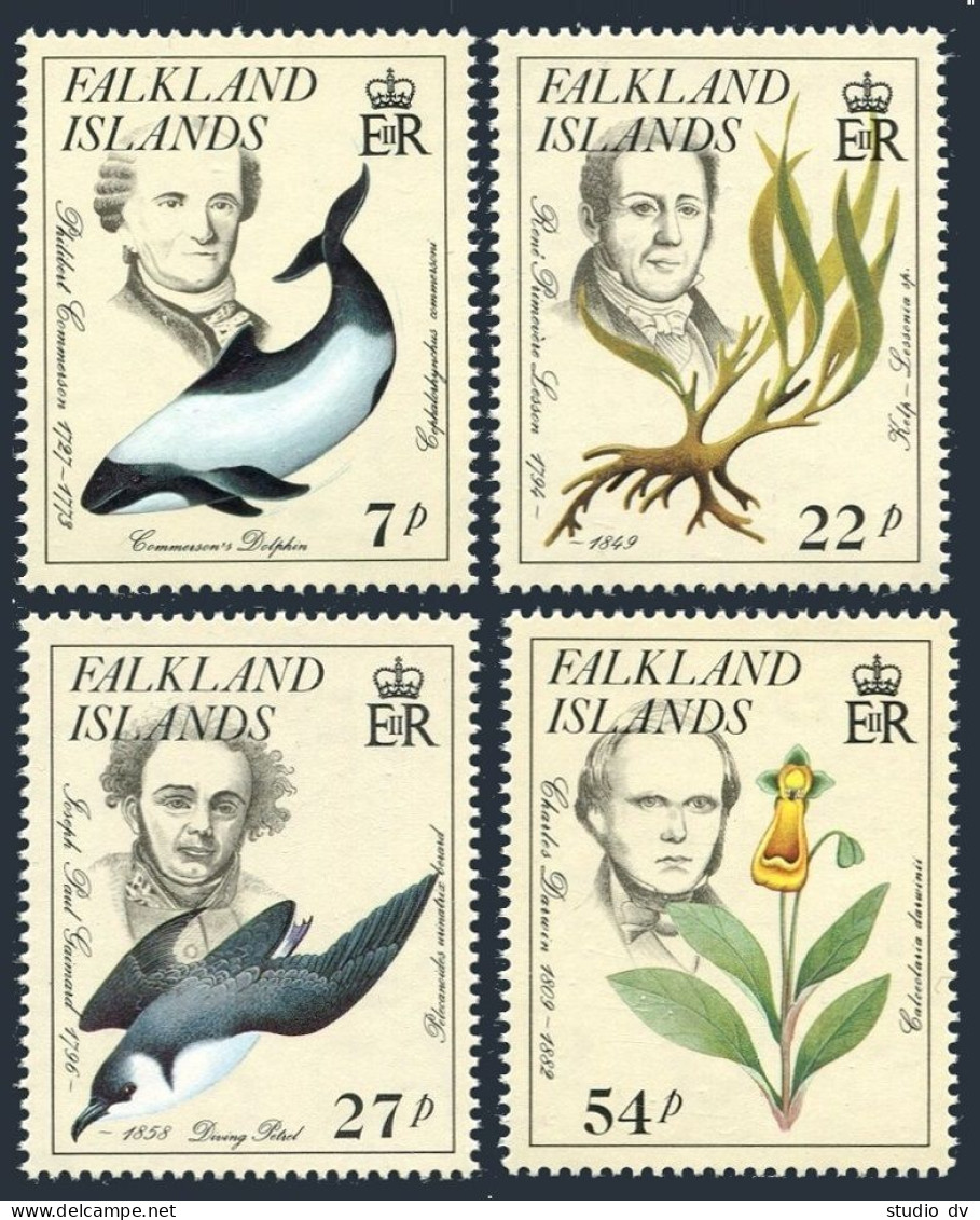 Falkland 433-436,MNH. Naturalists,1985:Philbert Commerson,Rene Primevere Lesson, - Falkland