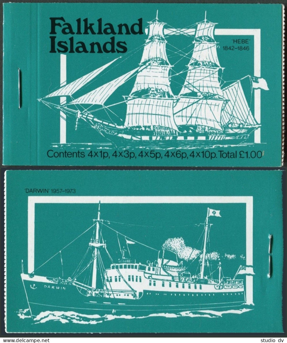 Falkland 260 X5 Panes Booklet,green.MNH.Michel (255-264) MH. Mail Ships,1978. - Falklandinseln