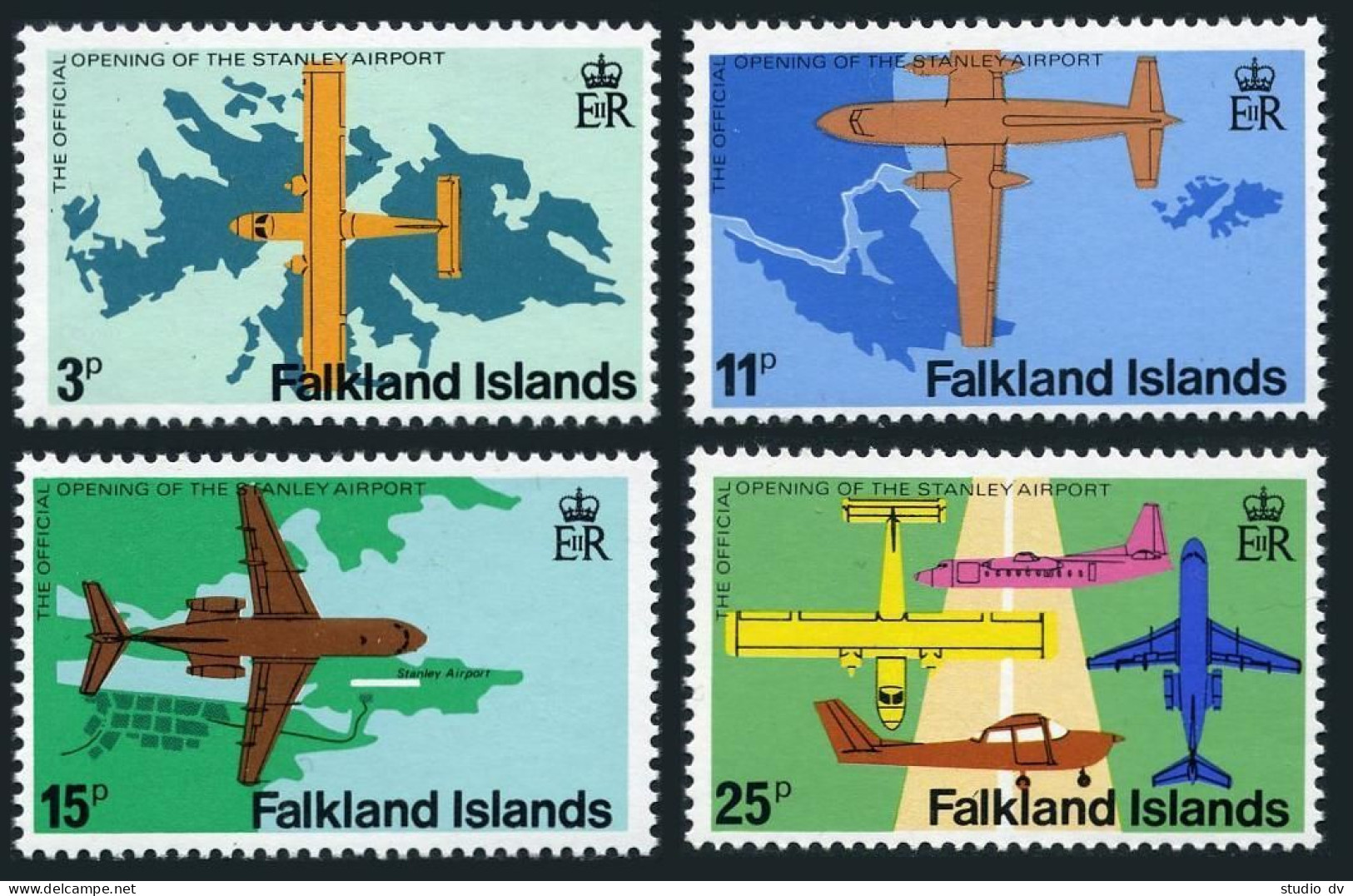 Falkland 287-290, MNH. Michel 284-287. Stanley Airport, Map, Airplanes. 1979. - Falklandinseln