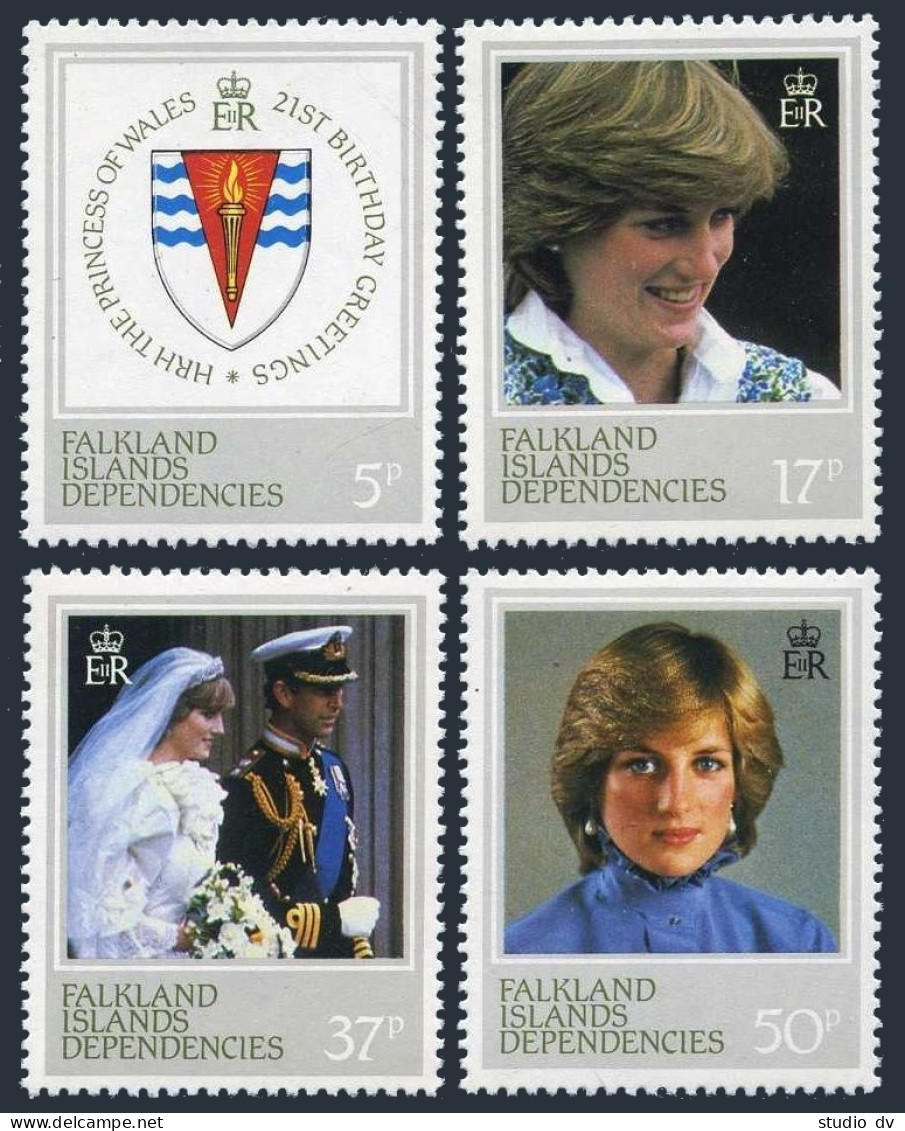 Falkland Isls Depend 1L72-1L75,MNH.Michel 112-115. Princess Diana,21st Birthday. - Falkland