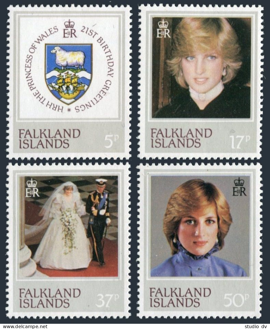 Falkland 348-351, MNH. Michel 346-349. Princess Diana 21st Birthday, 1982. - Falkland