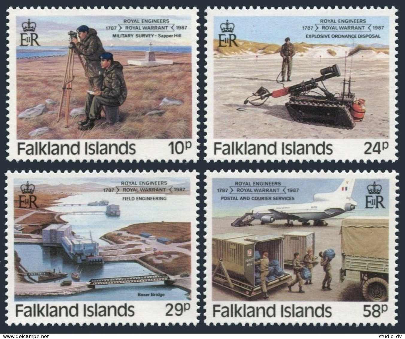 Falkland 457-460, MNH. Michel 460-463. Royal Engineers, 200th Ann. 1987. - Falklandeilanden