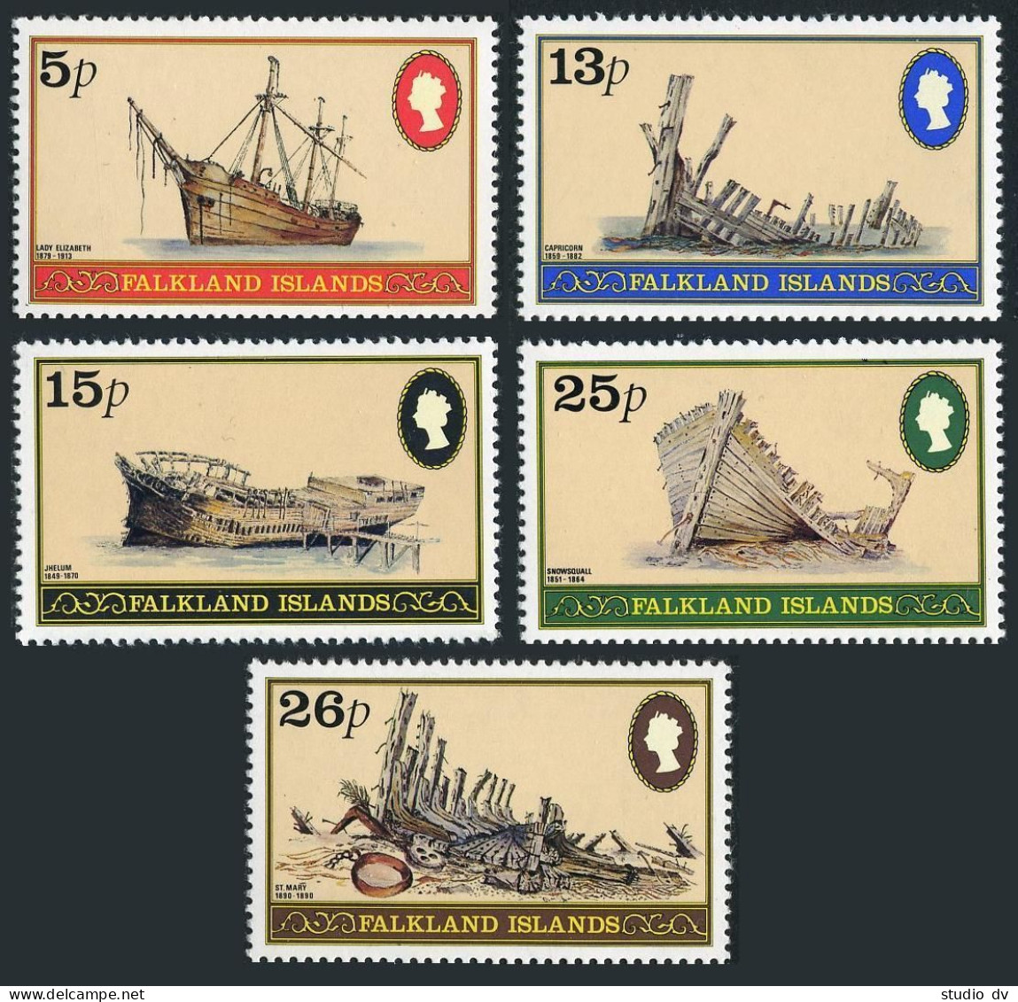Falkland 339-343, MNH. Michel 341-345. Shipwrecks 1982. - Falkland Islands