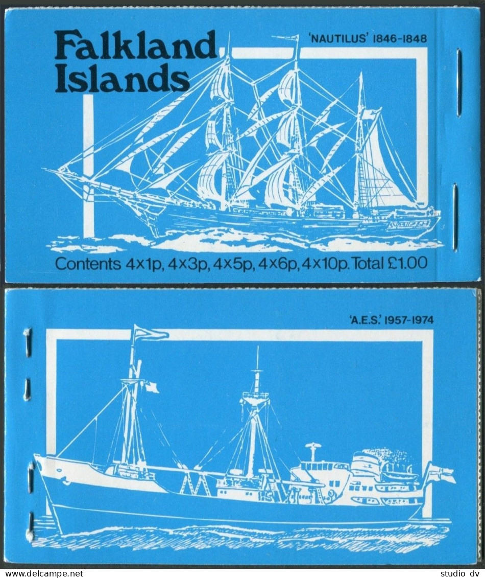 Falkland 260 Five Panes Booklet,blue.MNH.Michel (255-264) MH. Mail Ships,1978. - Falkland