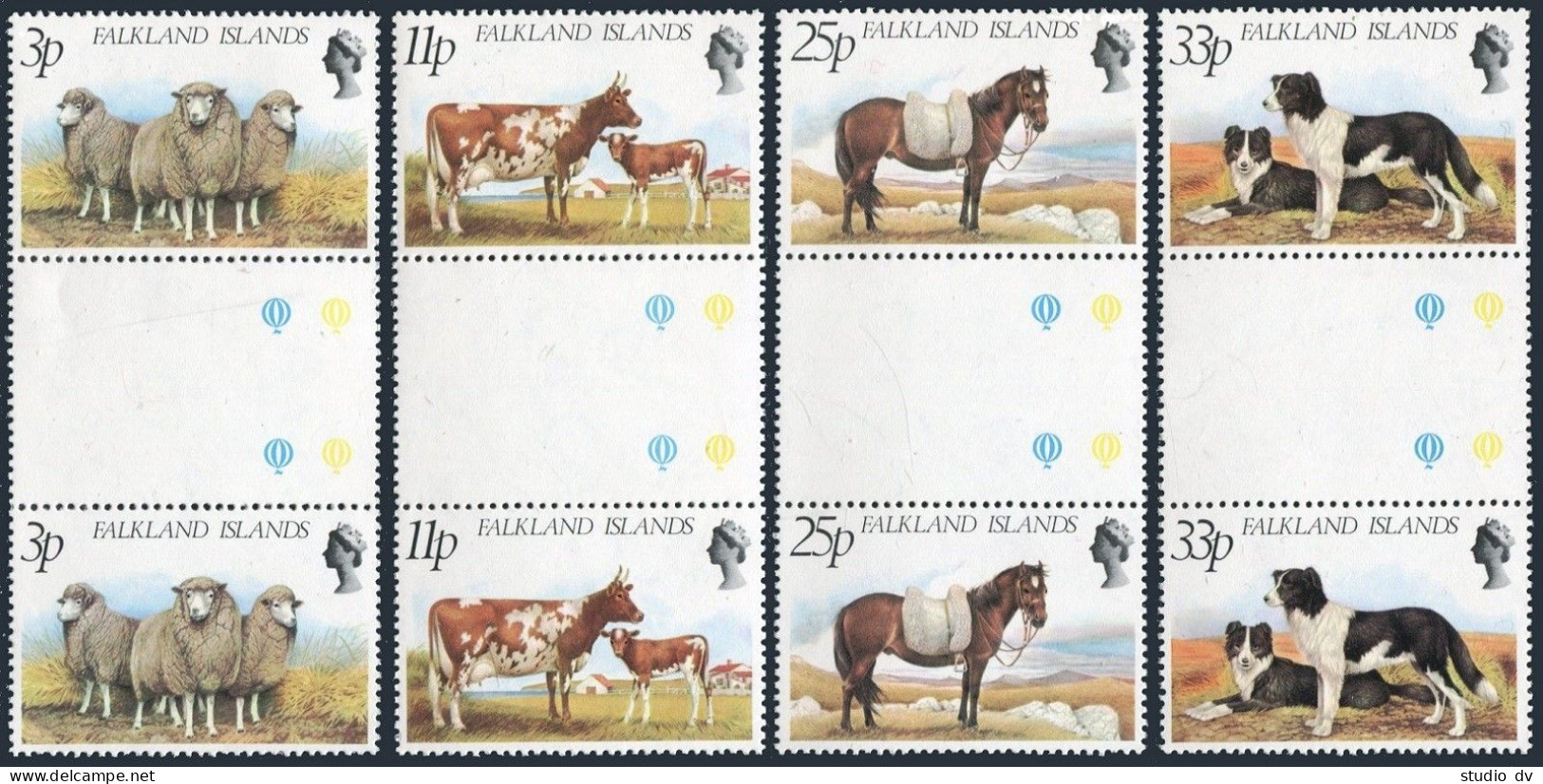 Falkland 314-317 Gutter, MNH. Mi 316-319. 1981. Sheep, Cow, Horse, Welsh Collie. - Falklandinseln