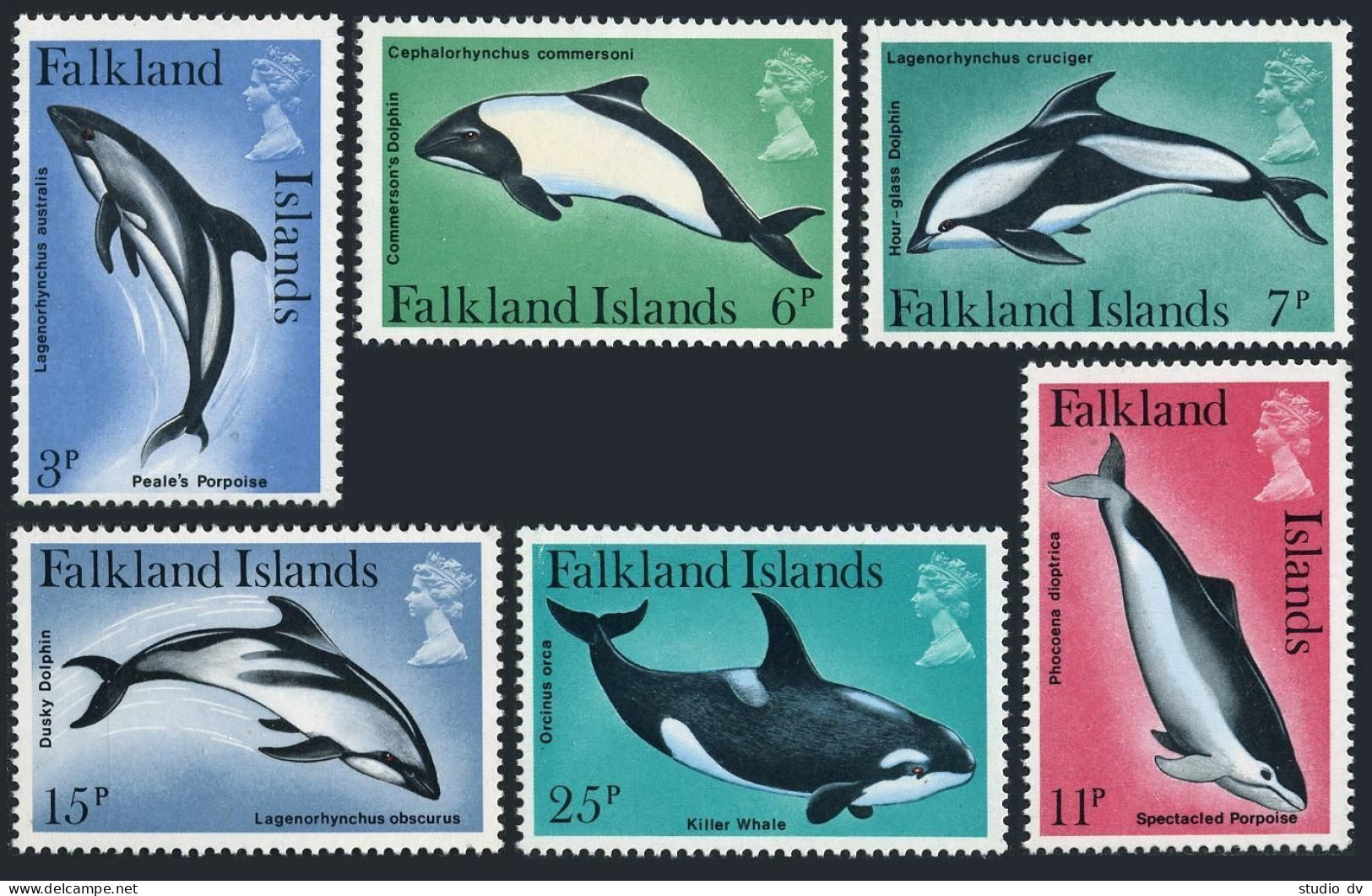 Falkland 298-303, MNH. Michel 295-300. Dolphins, Whales, 1980. - Falklandinseln