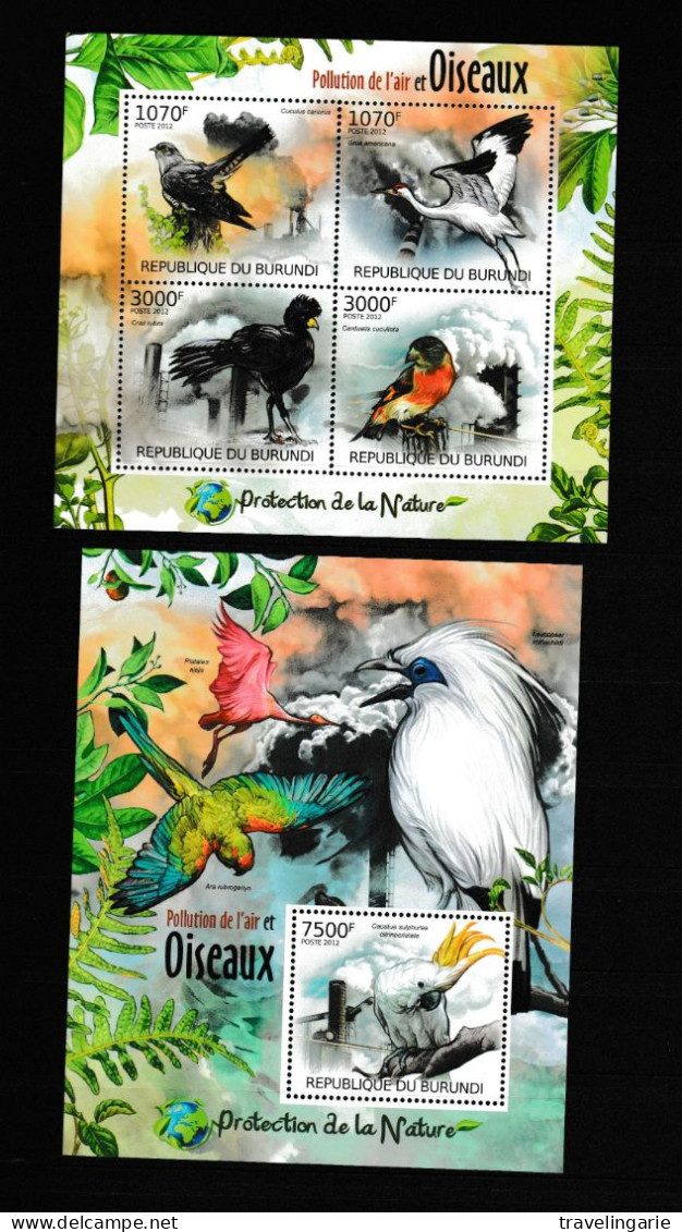 Burundi 2012 Blocs Air Polution And Birds S/S MNH/ ** - Blokken & Velletjes