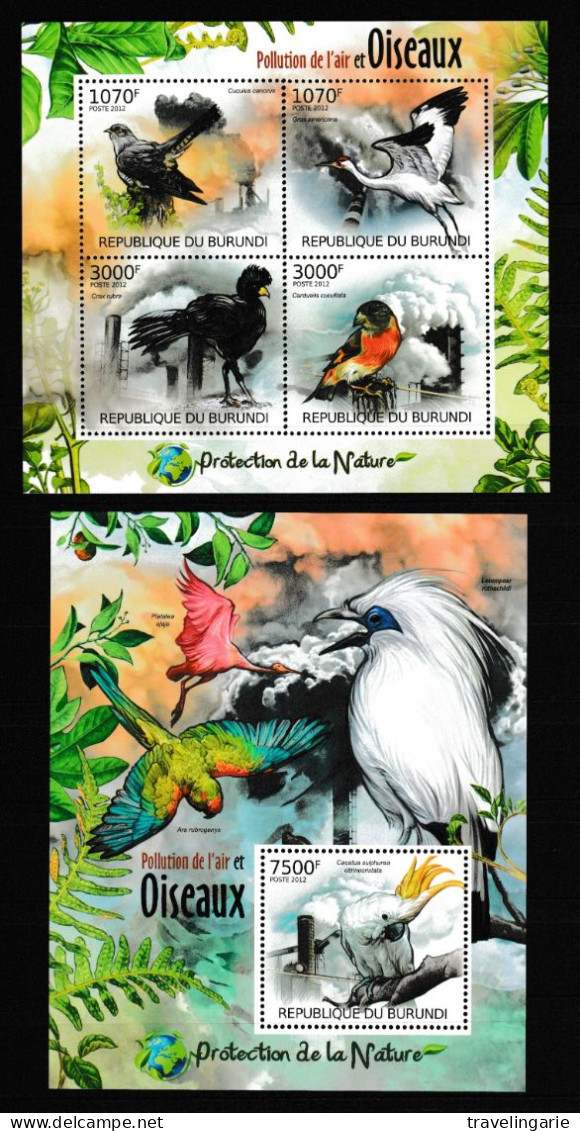 Burundi 2012 Blocs Air Polution And Birds S/S MNH/ ** - Andere & Zonder Classificatie