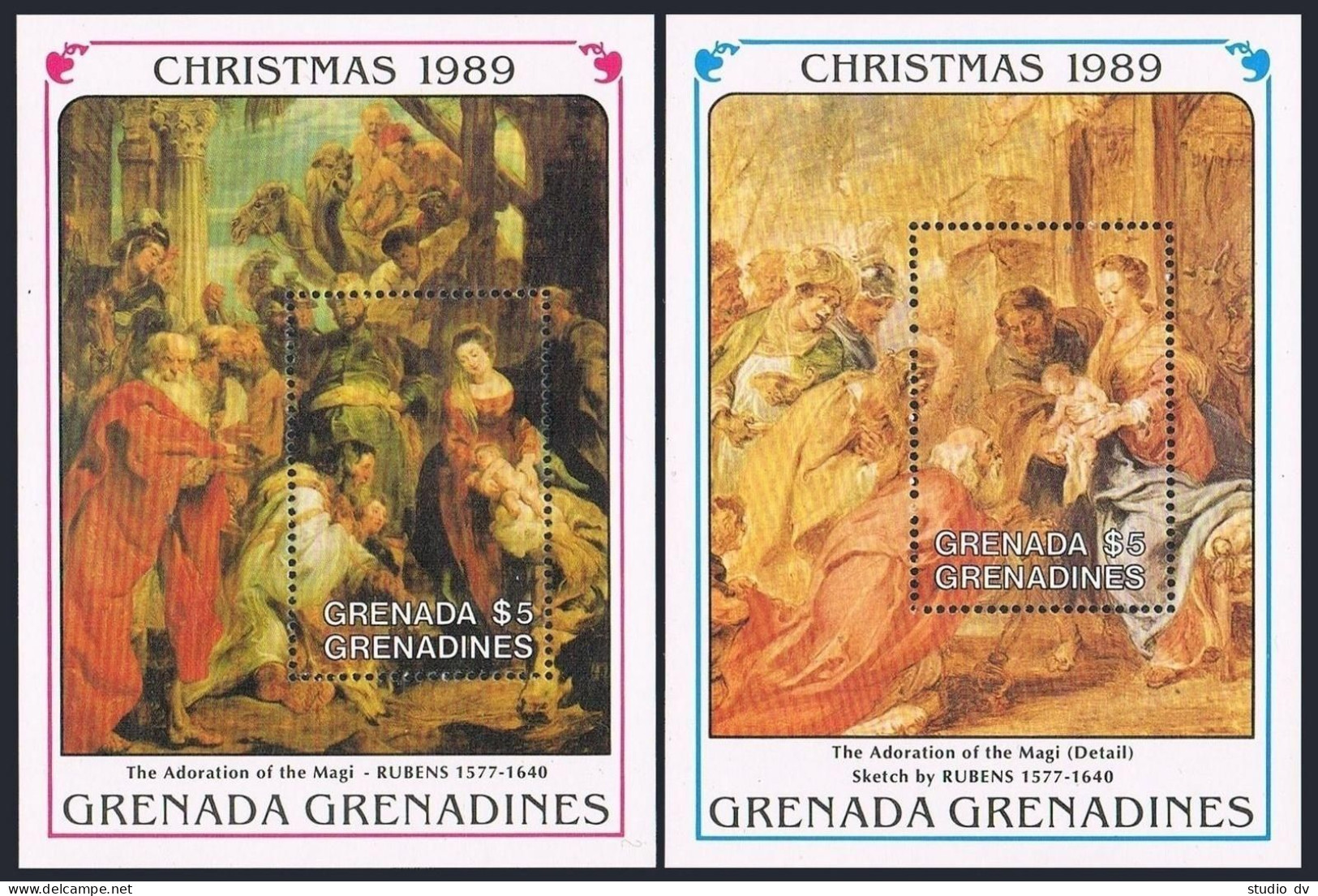 Grenada Gren 1125-1133,MNH.Michel 1238-1244,Bl.183-184.Christmas 1989.Rubens. - Grenade (1974-...)