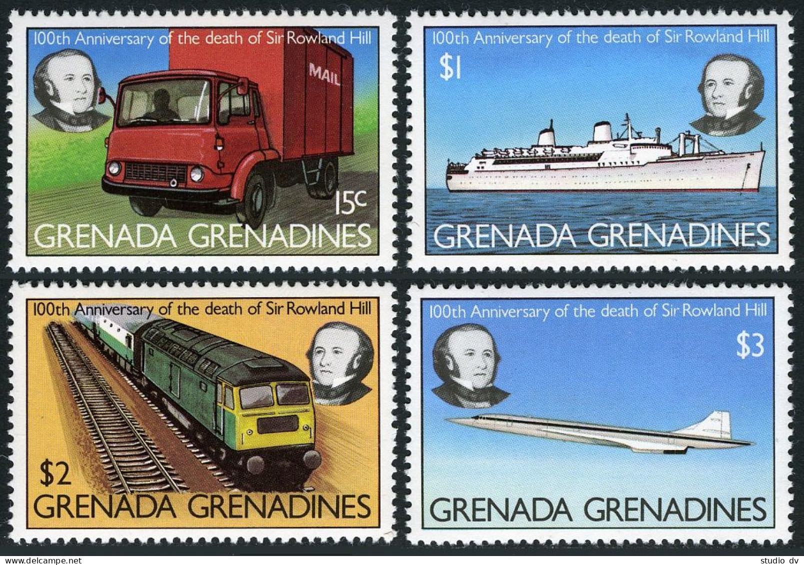 Grenada Gren 328-331,MNH.Mi 335A-338A. Sir Rowland Hill, 1979. Concorde, Liner, - Grenade (1974-...)