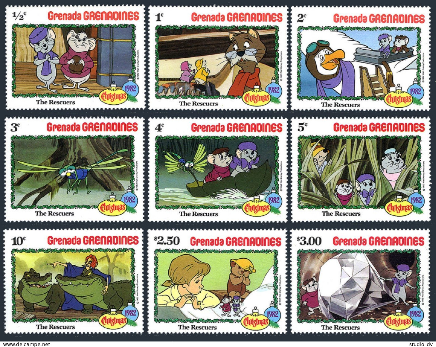 Grenada Gren 519-527, 528, MNH. Christmas 1982. Walt Disney, The Rescuers. - Grenade (1974-...)