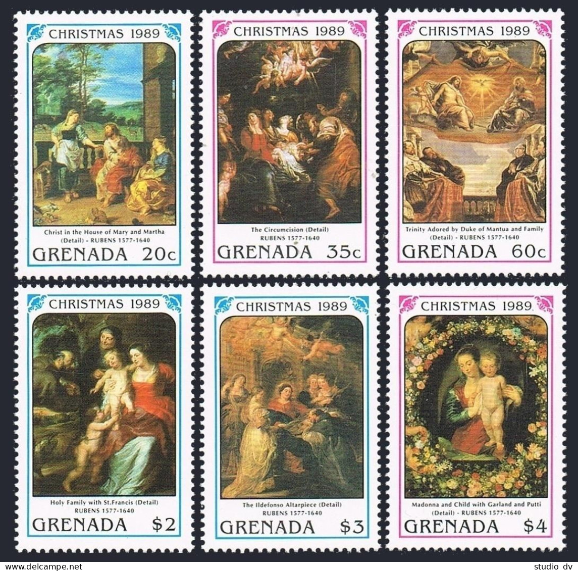 Grenada 1782-1787,1788-1789,MNH. Mi 2060-2065,Bl.234-235. Christmas 1989.Rubens. - Grenade (1974-...)